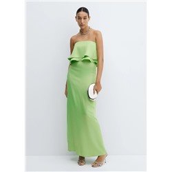 Vestido palabra de honor volante