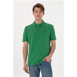 Erkek Regular Fit Polo Yaka Yeşil Basic Tişört