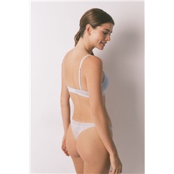 Tanga tira microfibra y encaje azul