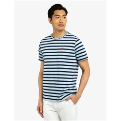 YARN DYE STRIPE JERSEY CREW NECK T-SHIRT