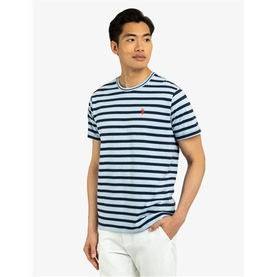 YARN DYE STRIPE JERSEY CREW NECK T-SHIRT