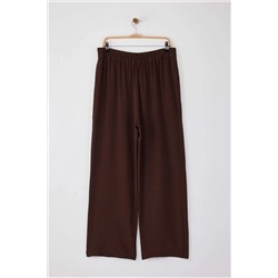 Kahverengi Lastikli Yüksek Bel Pileli Wide Leg Dokuma Pantolon TBBSS22PL0448