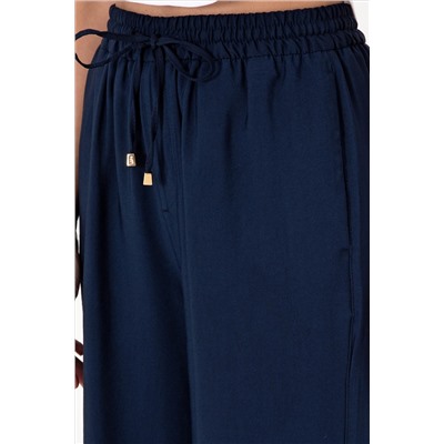 Kadın Lacivert Loose Relax Fit Kanvas Pantolon