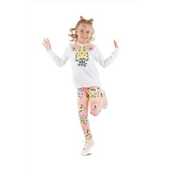 Denokids, Süslü Leo Kız Çocuk T-Shirt Tayt Takım