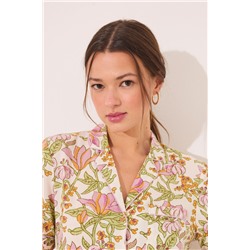 Pijama largo camisero viscosa estampado flores