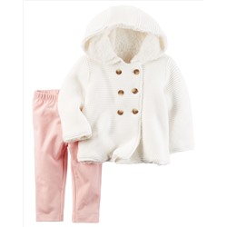 2-Piece Sherpa-Lined Sweater & Legging Set