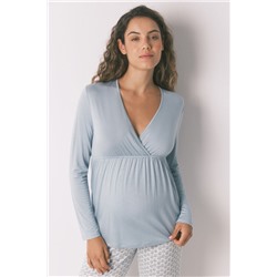 Pijama Capri "maternity" técnica soft touch azul