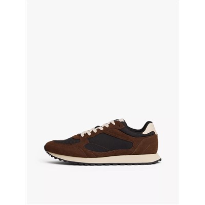 Mixed-Texture Suede Sneaker