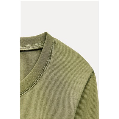 RIBBED LONG SLEEVE T-SHIRT
