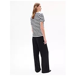Gold Button Stripe Crewneck T-Shirt