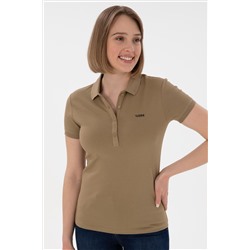 Kadın haki Basic Polo Yaka Tişört