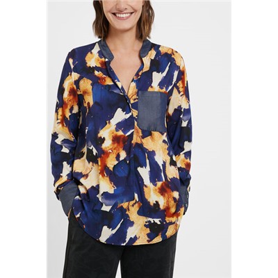 Blusa manga larga cuello pico