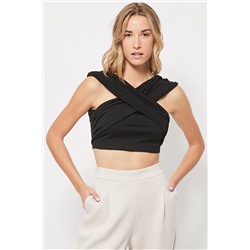 Top crop drapeado Negro