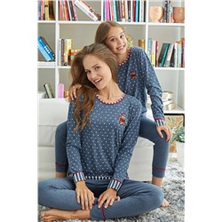 Siyah İnci desenli Örme Pijama Takım 23241024