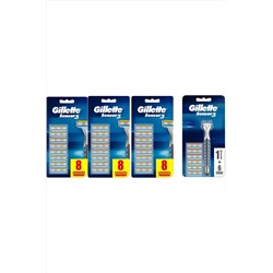 Gillette, Sensor3 Erkek Tıraş Bıçakları 8+8 +8+6 yedek + Makina