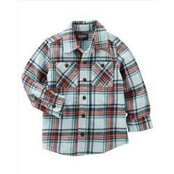 2-Pocket Plaid Button-Front Shirt