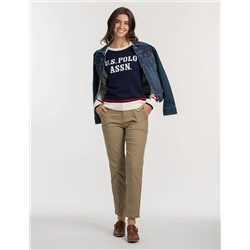 RAGLAN SLEEVE BASEBALL CREW NECK SWEATER