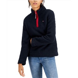 Tommy Hilfiger Sherpa Zippered-Neck Sweatshirt