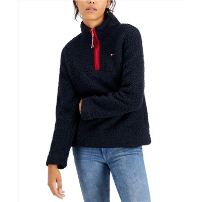Tommy Hilfiger Sherpa Zippered-Neck Sweatshirt