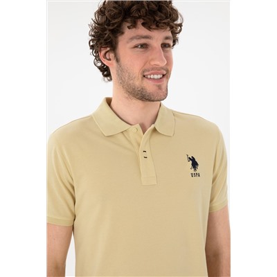 Erkek Slim Fit Polo Yaka Açık Haki Basic Tişört