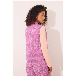 Chaleco acolchado morado print floral