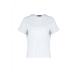 Beyaz Regular Fit Basic Bisiklet Yaka %100 Pamuk Örme Büyük Beden T-Shirt TBBSS22TS0733