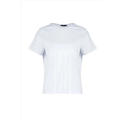 Beyaz Regular Fit Basic Bisiklet Yaka %100 Pamuk Örme Büyük Beden T-Shirt TBBSS22TS0733