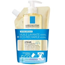 La Roche Posay Lipikar Huile Lavante AP+ - Relipidante Anti-Irritations Anti-Grattage 400ml + Eco Recharge 400ml