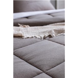 Bobigny Çift Kişilik Pamuklu SuperSoft Comforter Set - Antrasit