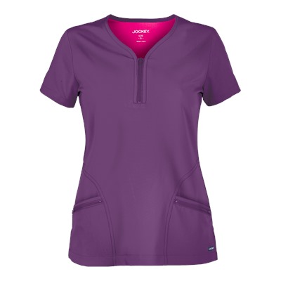 Jockey Scrubs Modern Notch Neck Zipper Top