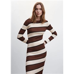 Vestido punto canalé rayas -  Mujer | MANGO OUTLET España