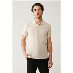Bej %100 Pamuk Serin Tutan Polo Yaka T-Shirt