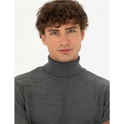 Gri Melanj Slim Fit Kazak