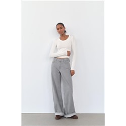 WASHED EFFECT ROLL NECK T-SHIRT