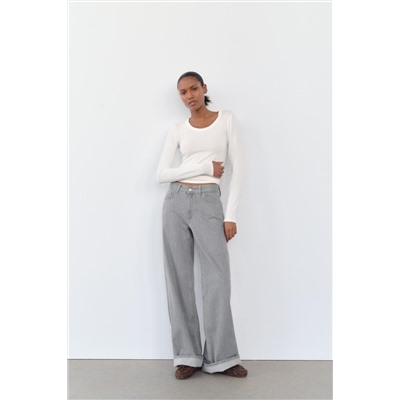 WASHED EFFECT ROLL NECK T-SHIRT