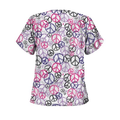 Happy Scrubs® Peace Out White Scrub Top