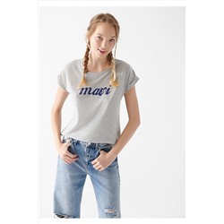 Mavi Logo Baskılı Gri Tişört Slim Fit / Dar Kesim 166422-25702