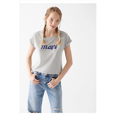 Mavi Logo Baskılı Gri Tişört Slim Fit / Dar Kesim 166422-25702
