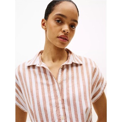 Stripe Linen-Cotton Blend Shirtdress
