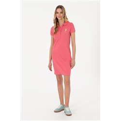 Kadın Koyu Pembe Polo Yaka Mini Boy Örme Elbise