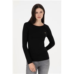 Kadın Siyah Bisiklet Yaka Sweatshirt