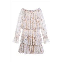 Vestido avolantado Beige
