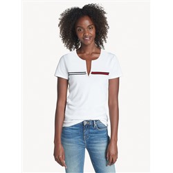 ESSENTIAL SPLIT-NECK T-SHIRT