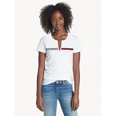 ESSENTIAL SPLIT-NECK T-SHIRT