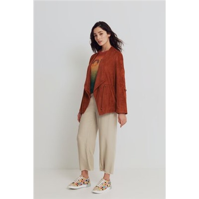 Blazer abierta efecto piel