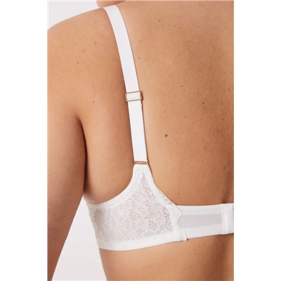 INTUITIVE Sujetador halter relleno encaje blanco