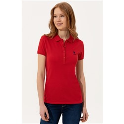 Kadın Kırmızı Basic Polo Yaka Tişört