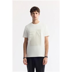 Avva, Erkek Ekru Bisiklet Yaka Enjeksiyon Baskılı İnterlok T-Shirt A51Y1072