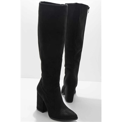 Bambi Siyah Süet Kadın Çizme K03527201002