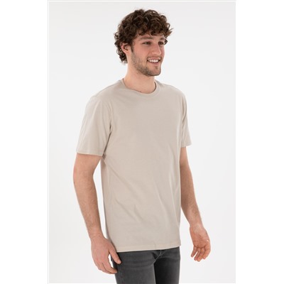 Erkek Regular Fit Bisiklet Yaka Taş Basic Tişört